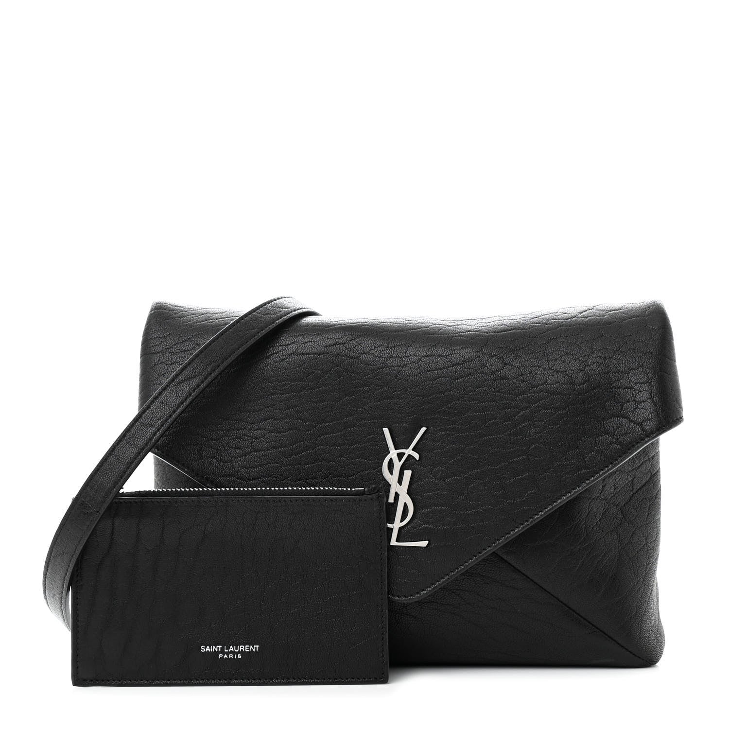 Saint Laurent Lambskin Cassandre Envelope Messenger Black 2 of 15