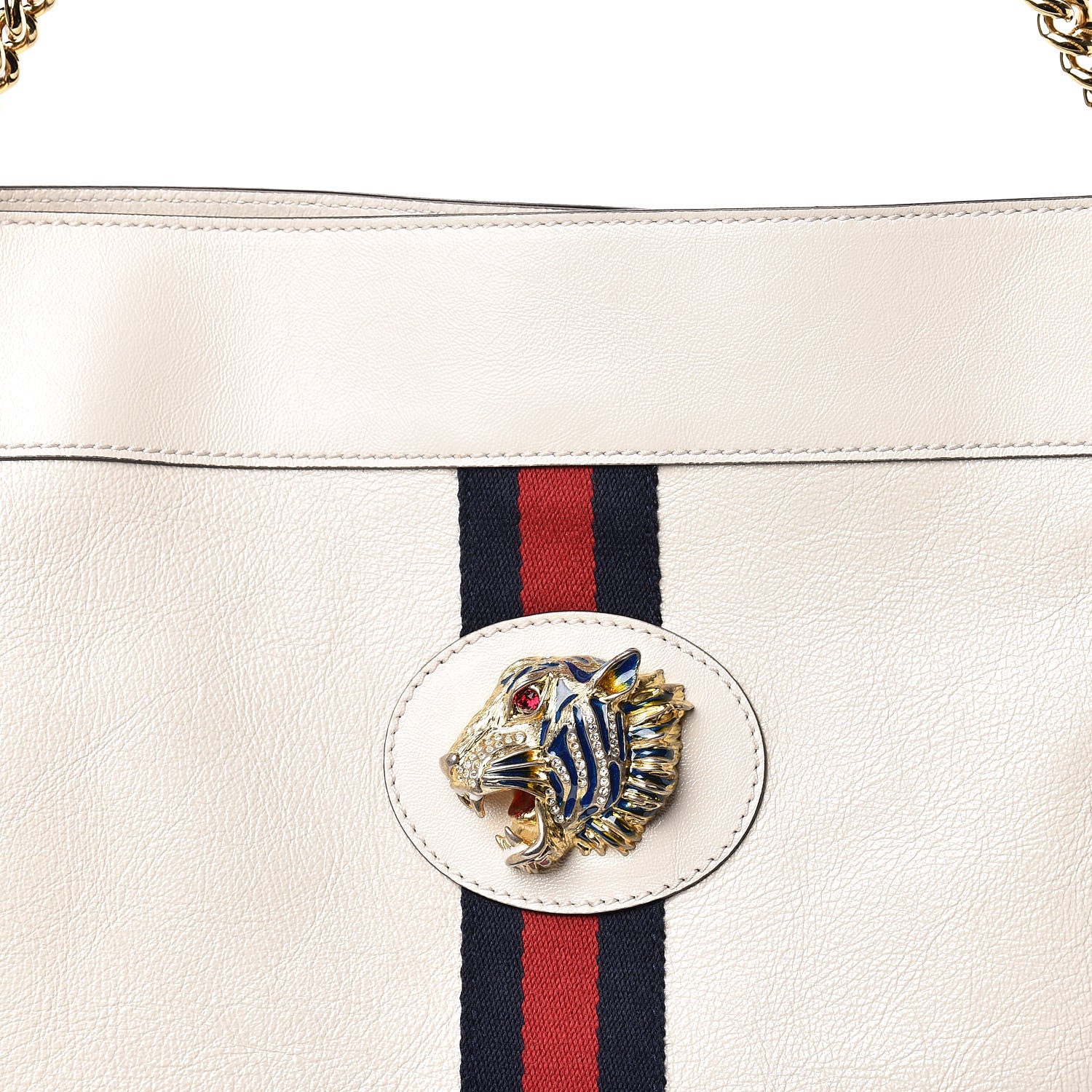 Gucci Suede Calfskin Large Rajah Chain Tote White 11 of 11