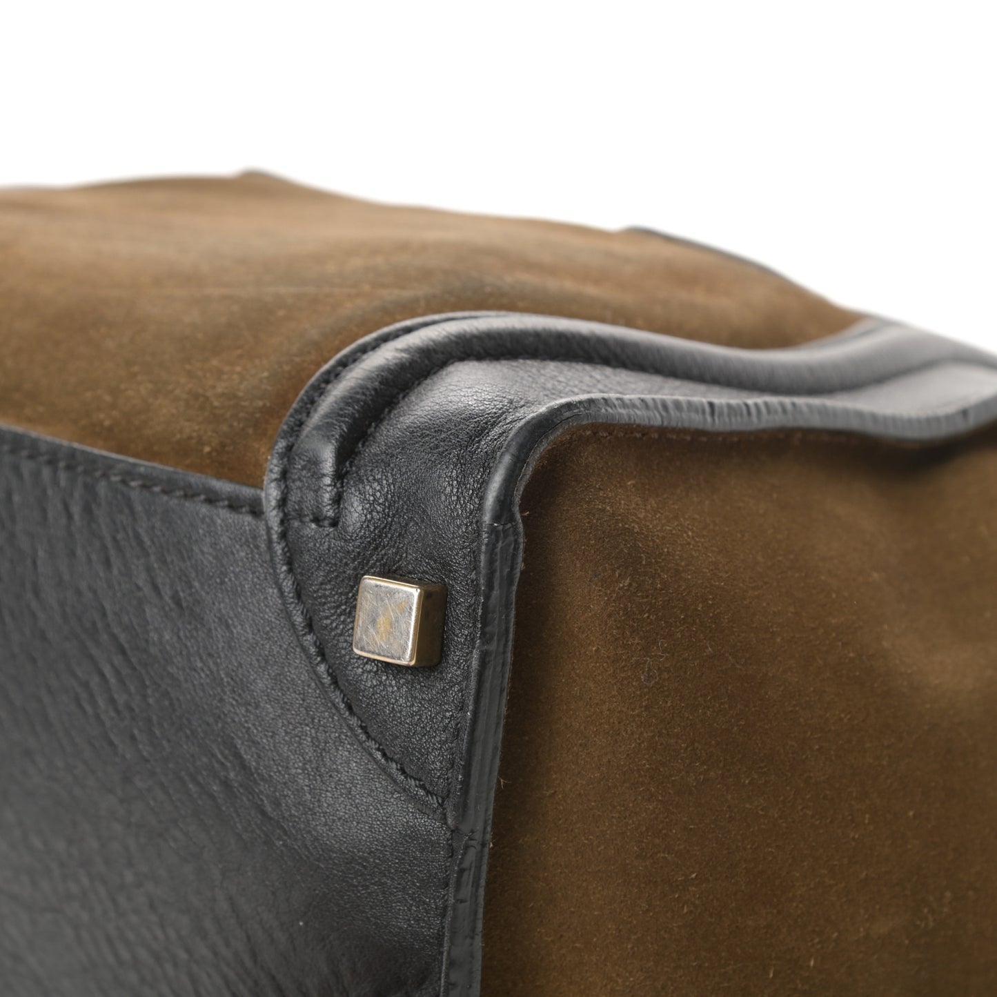 Smooth Calfskin Suede Micro Luggage Olive