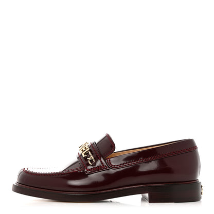 Chanel Shiny Calfskin Logo Loafers 37 Burgundy 1 of 10