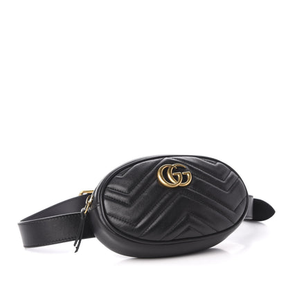Gucci Calfskin Matelasse GG Marmont Belt Bag 85 34 Black 4 of 11