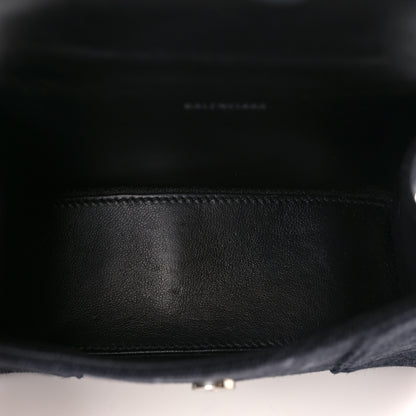 Balenciaga Washed Denim BB Monogram Hourglass Top Handle Bag XS Black 5 of 9