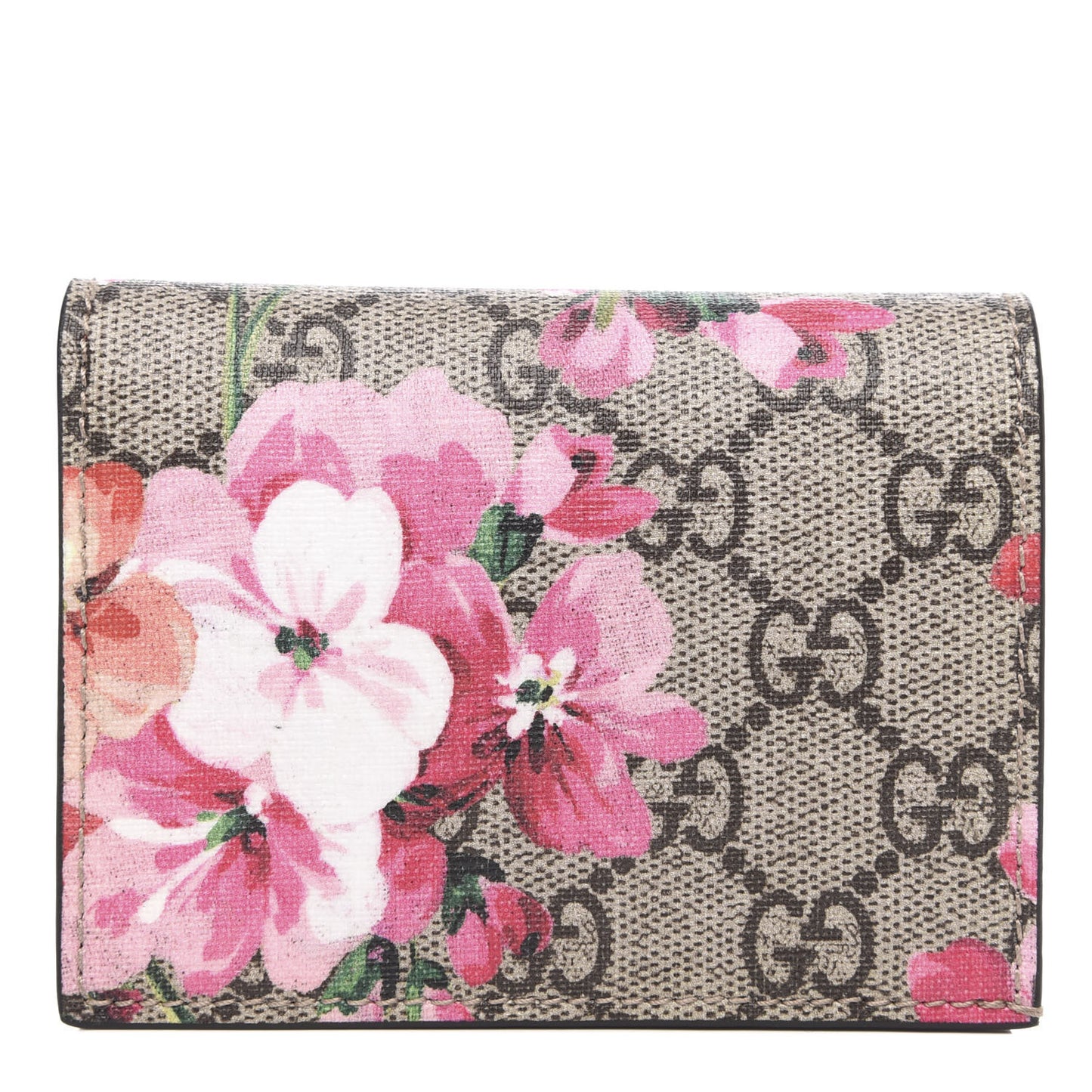 GG Supreme Monogram Blooms Card Case Beige Multicolor Dry Rose