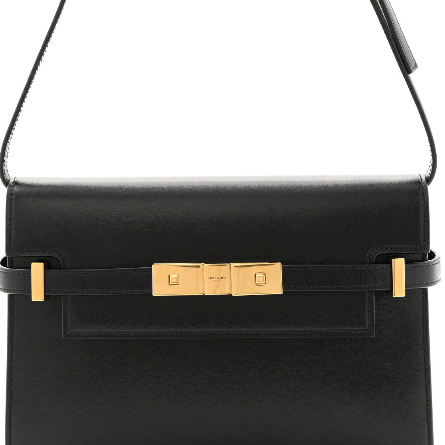 Smooth Calfskin Small Manhattan Shoulder Bag Black