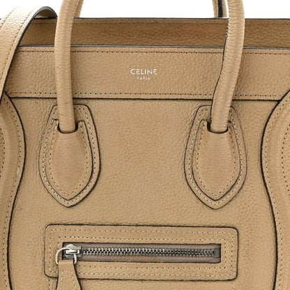 Celine Drummed Calfskin Nano Luggage Dune 9 of 15