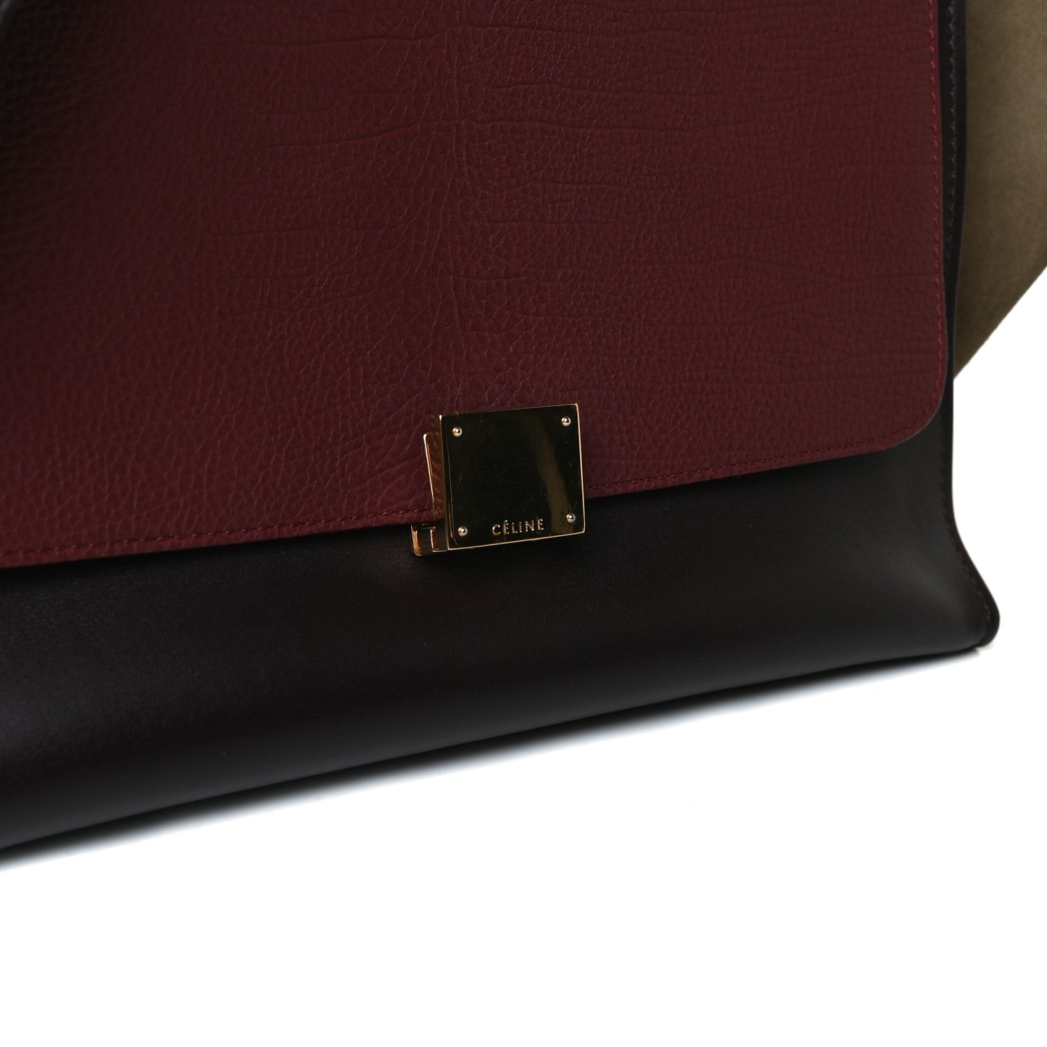 Celine Textured Calfskin Suede Tri-Color Large Trapeze Burgundy 19 of 22