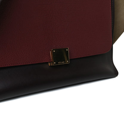 Celine Textured Calfskin Suede Tri-Color Large Trapeze Burgundy 19 of 22