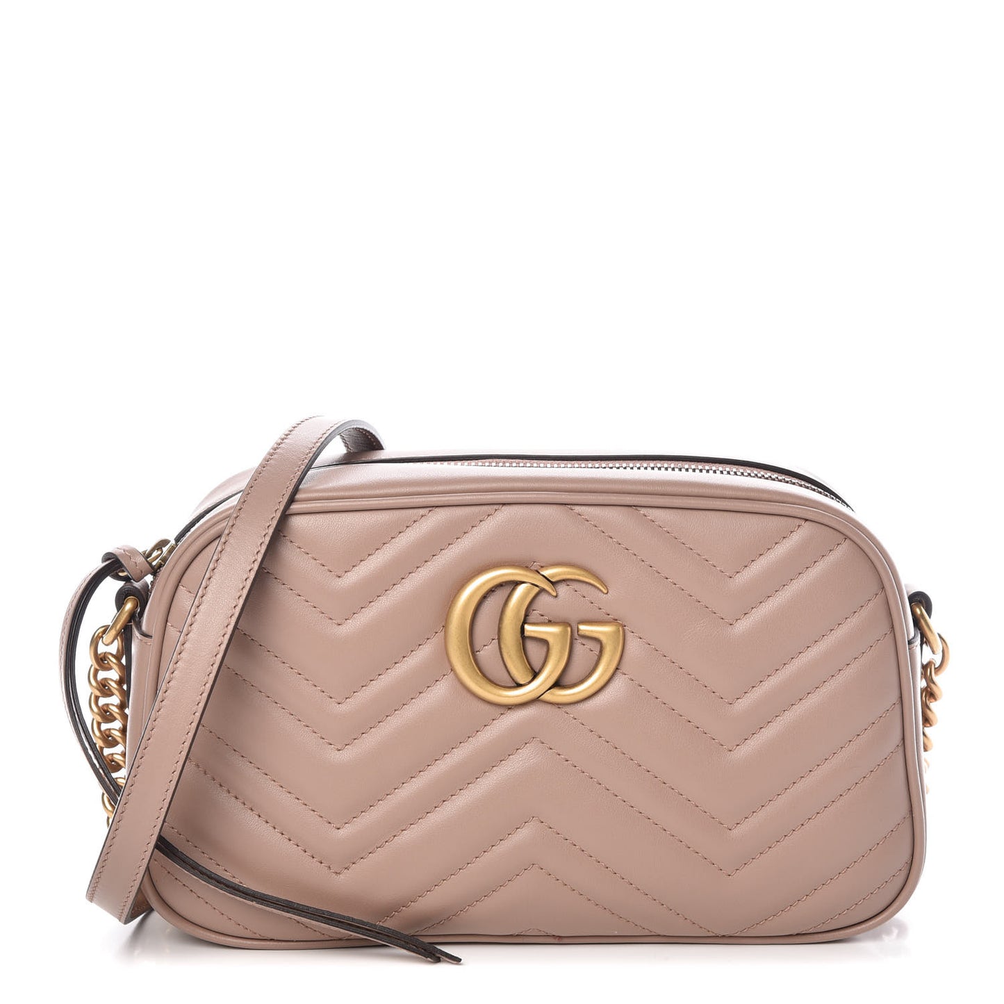 Calfskin Matelasse Small GG Marmont Chain Shoulder Bag Taupe