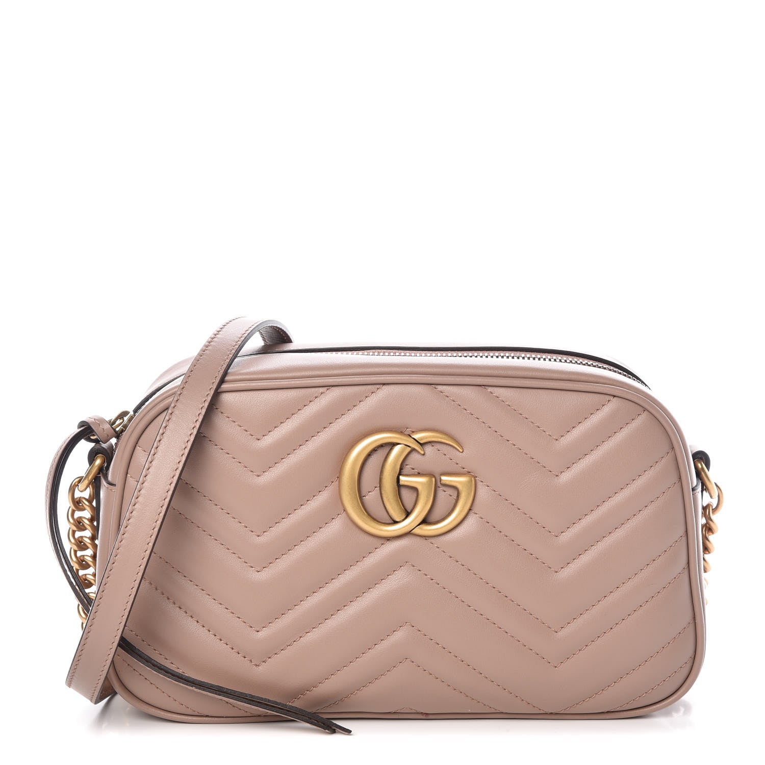 Gucci Calfskin Matelasse Small GG Marmont Chain Shoulder Bag Taupe 1 of 10