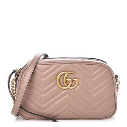 Gucci Calfskin Matelasse Small GG Marmont Chain Shoulder Bag Taupe 1 of 10