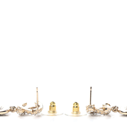 Chanel Crystal Pearl CC Drop Earrings Gold 3 of 4