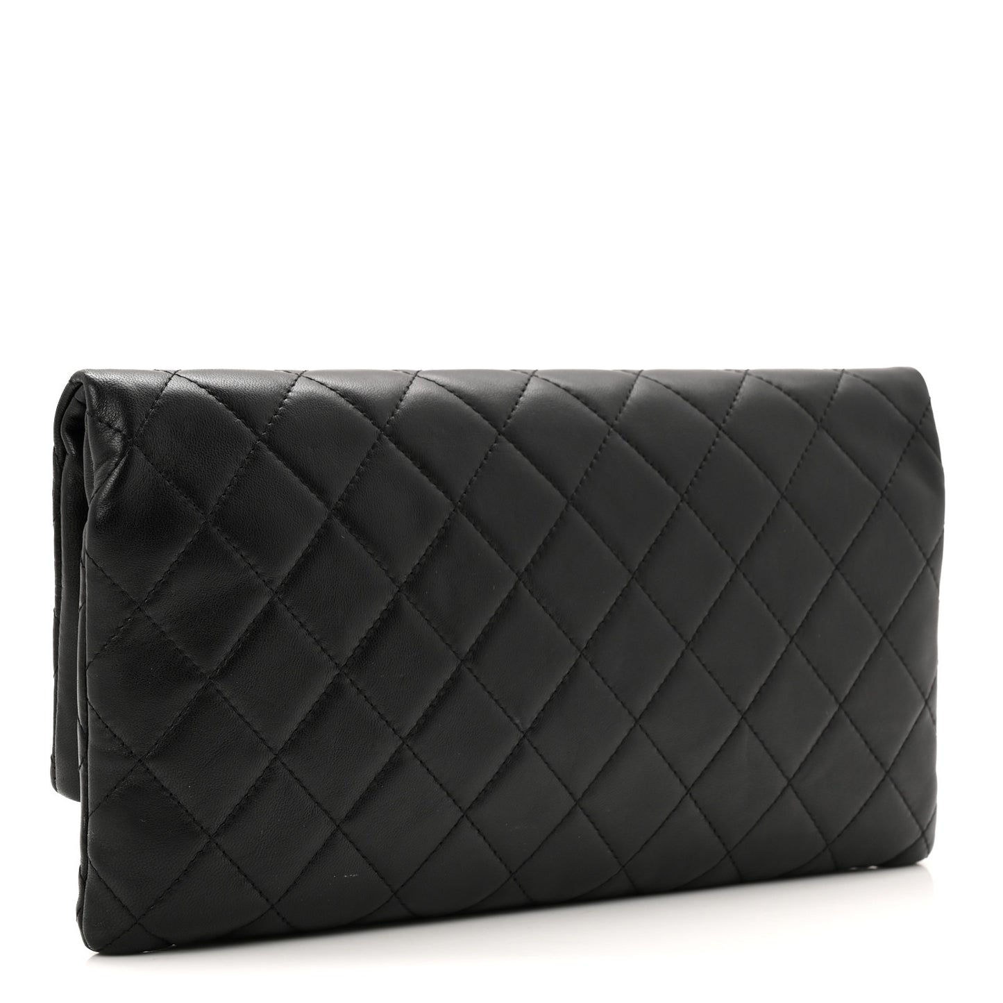 Lambskin Quilted CC Beauty Clutch Black