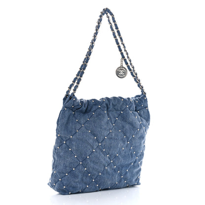 Chanel Washed Denim Quilted Studded Small Chanel 22 Blue 4 of 11