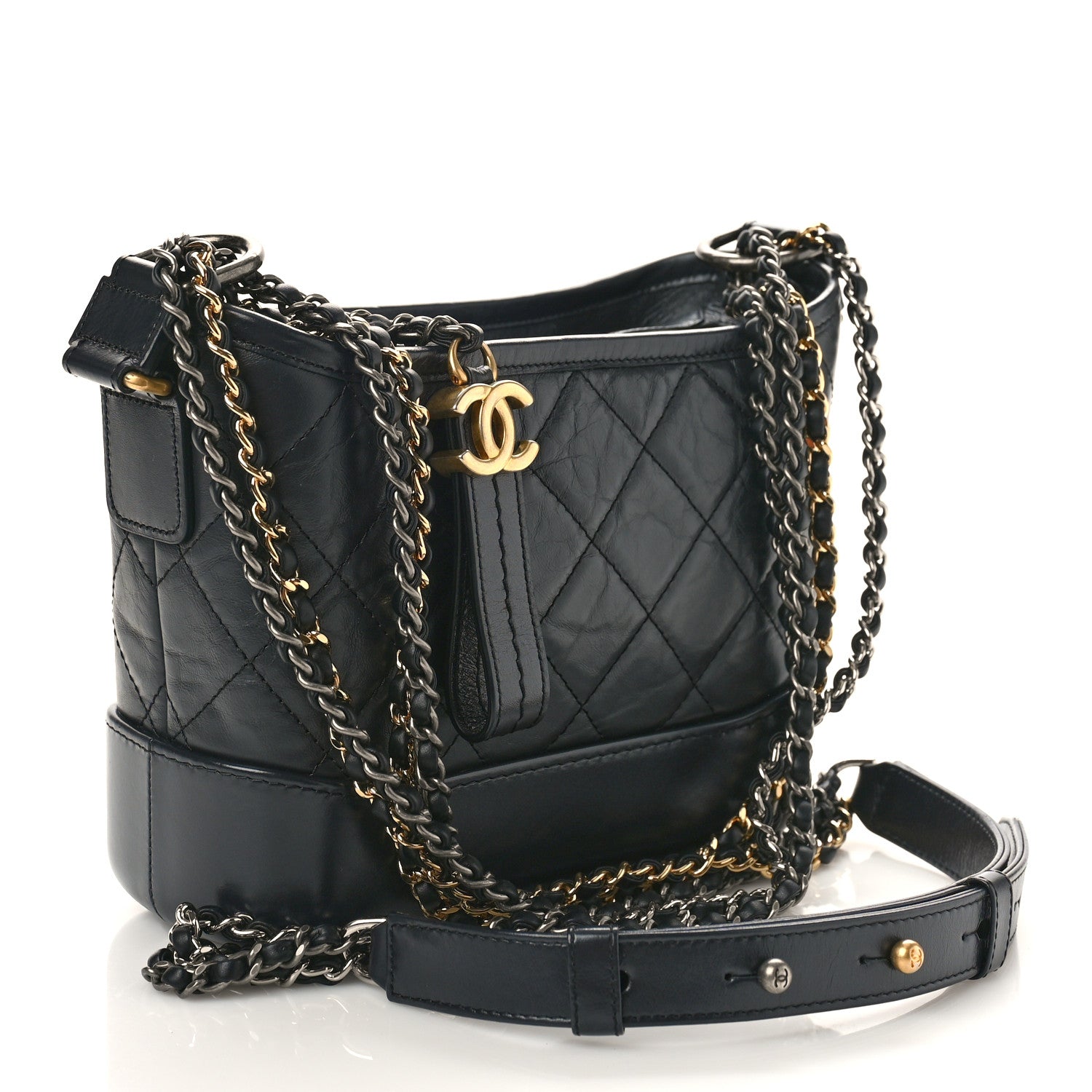 Chanel Aged Calfskin Quilted Small Gabrielle Hobo Black 2 of 9