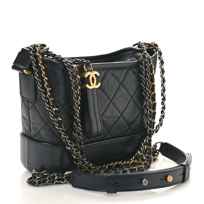 Chanel Aged Calfskin Quilted Small Gabrielle Hobo Black 2 of 9