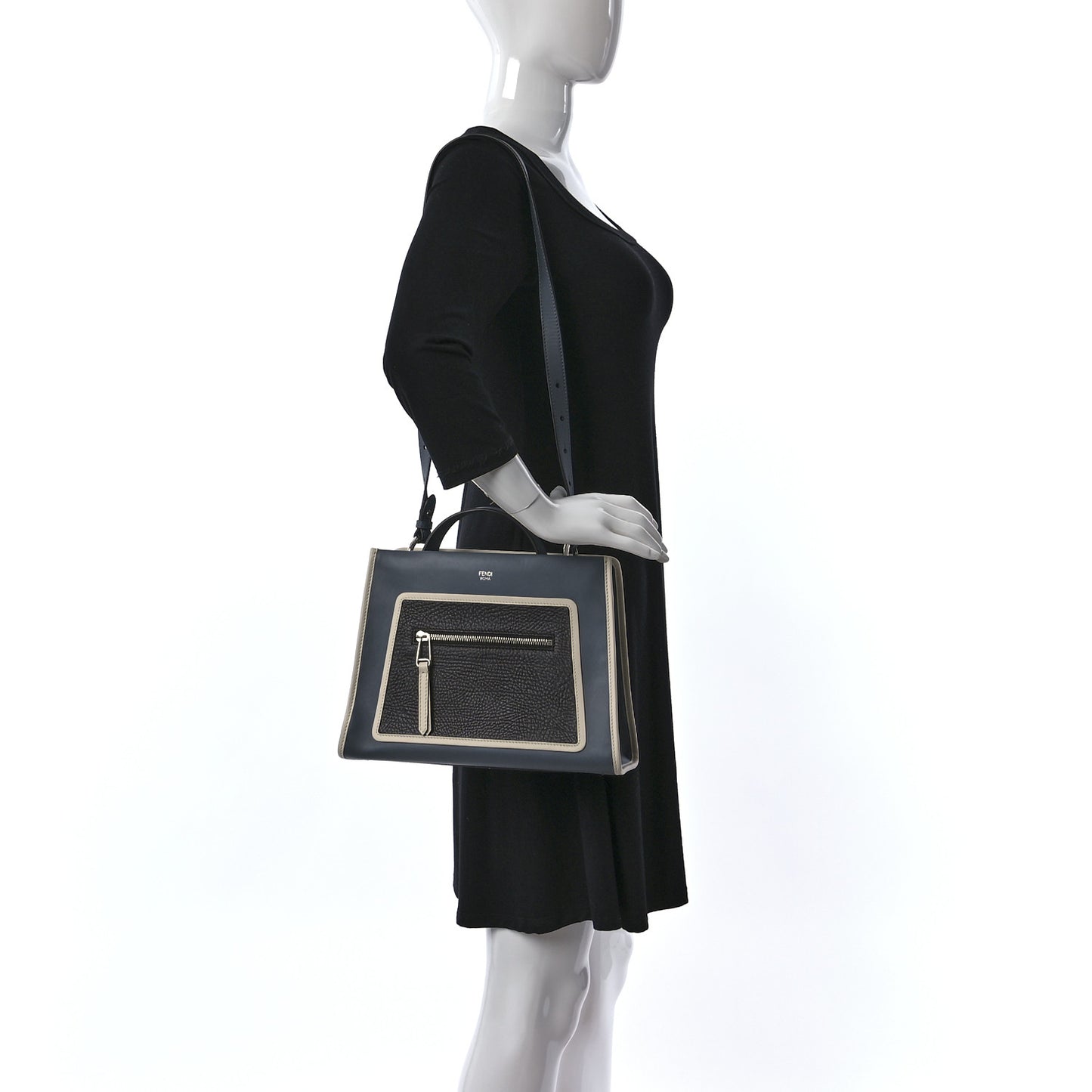 Vitello Century Normand F is Fendi Bi-Color Small Runaway Satchel Blue Notte Balena
