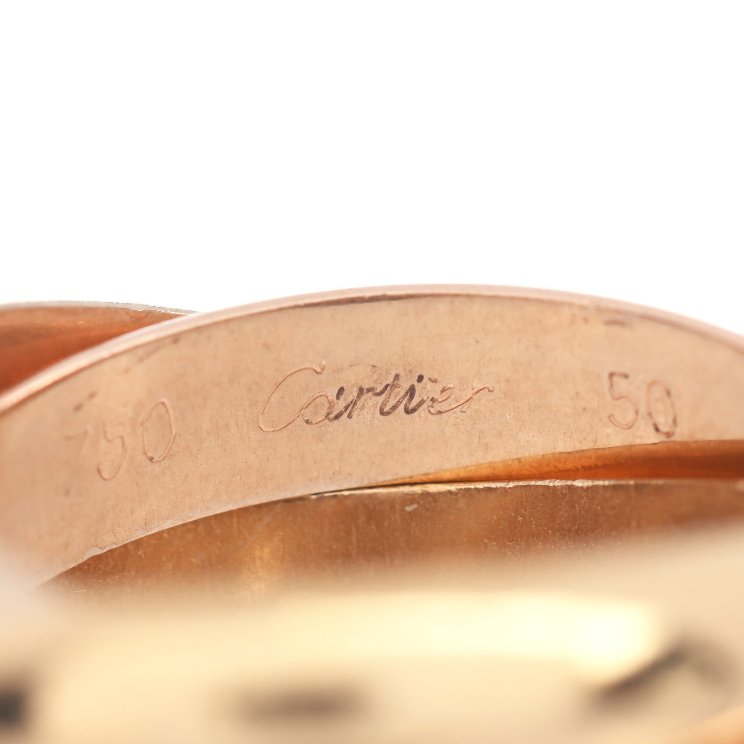 Cartier 18K Pink Yellow White Gold Classic Trinity Ring 50 5.25 4 of 4