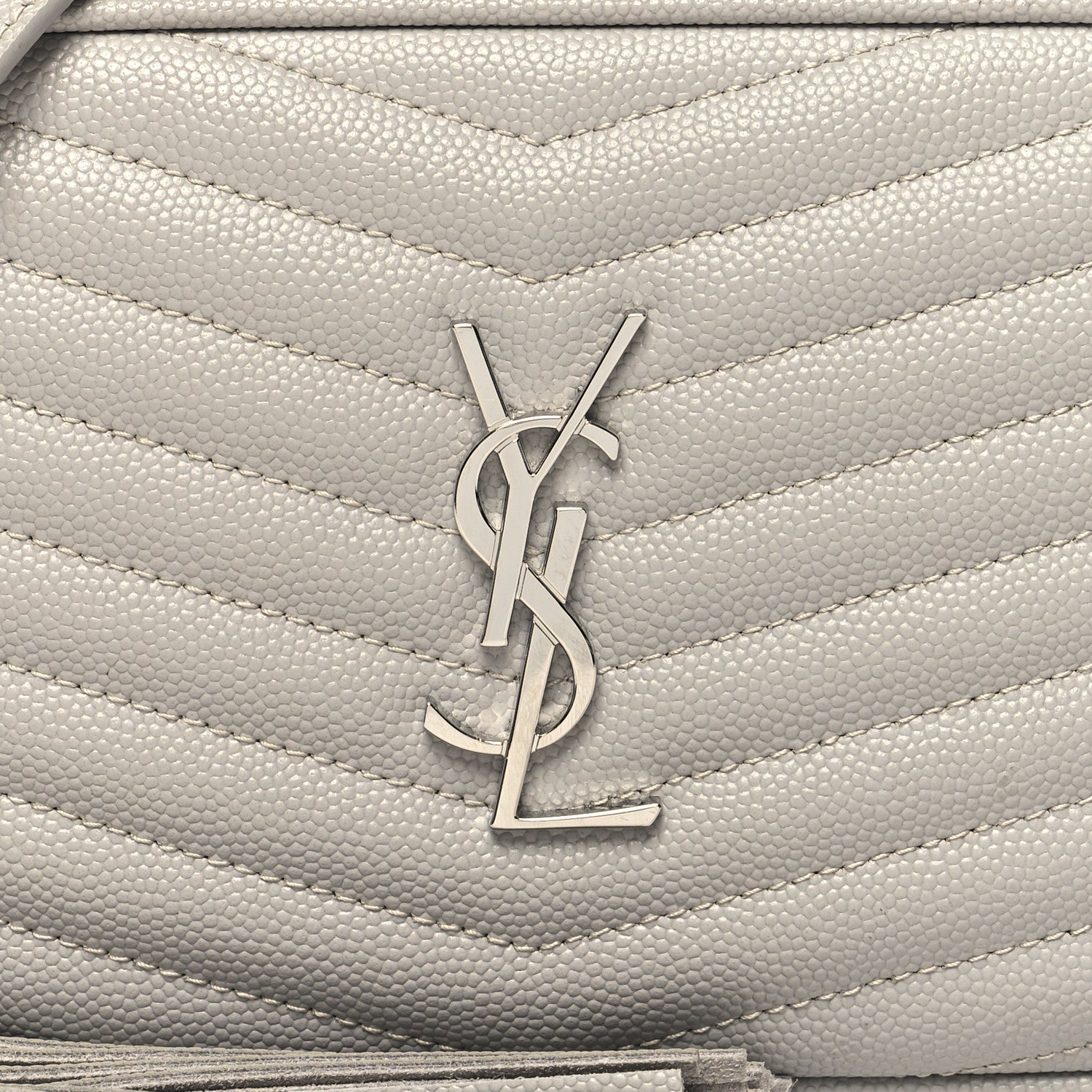Saint Laurent Grain De Poudre Matelasse Monogram Mini Lou Camera Bag Granite 8 of 10