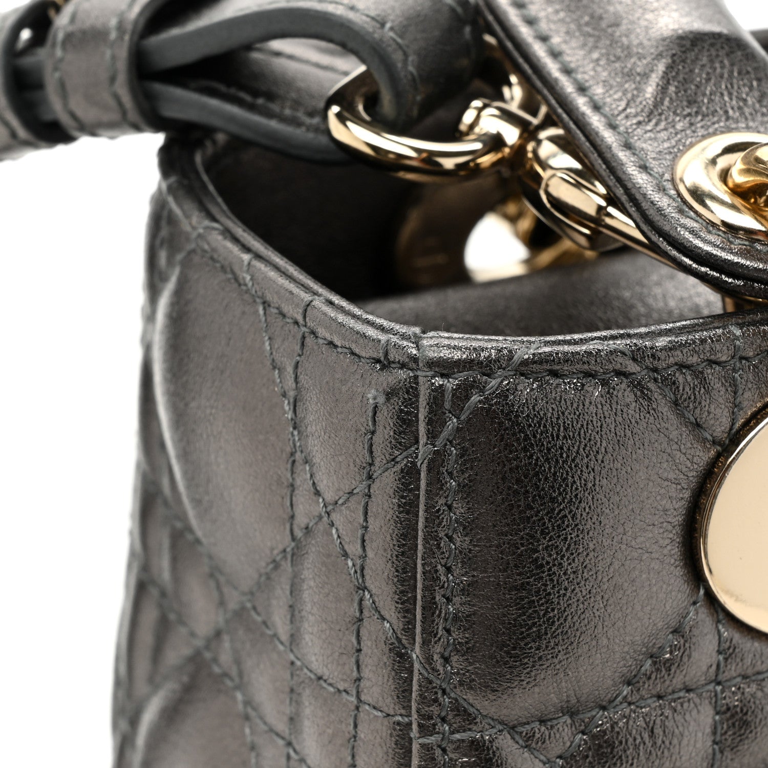 Christian Dior Lambskin Cannage Small My ABCDior Lady Dior Metallic Grey 14 of 14
