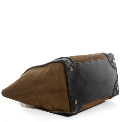 Celine Smooth Calfskin Suede Mini Bi-Color Luggage Black Olive 5 of 10