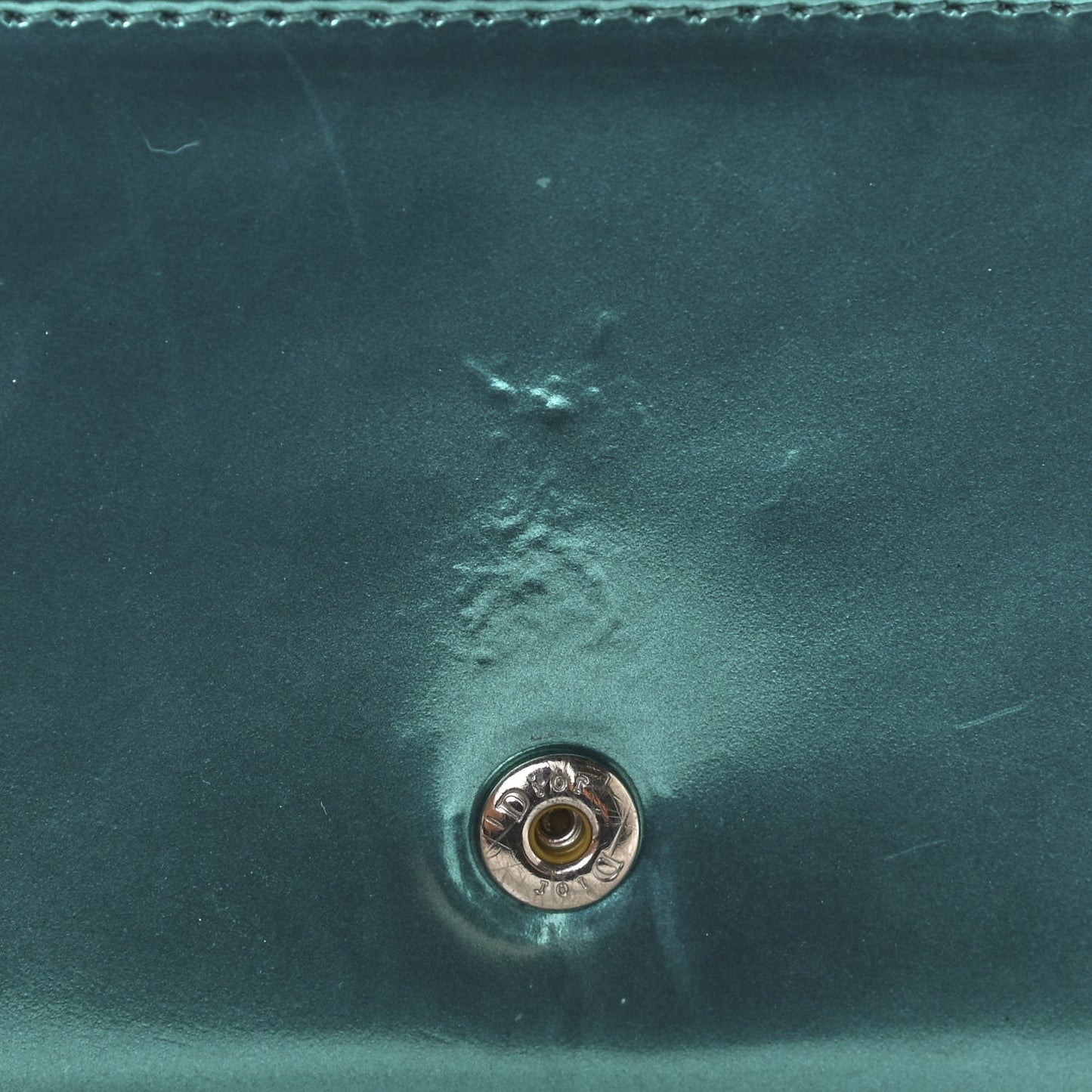Metallic Patent Micro-Cannage Baby Diorama Flap Bag Green