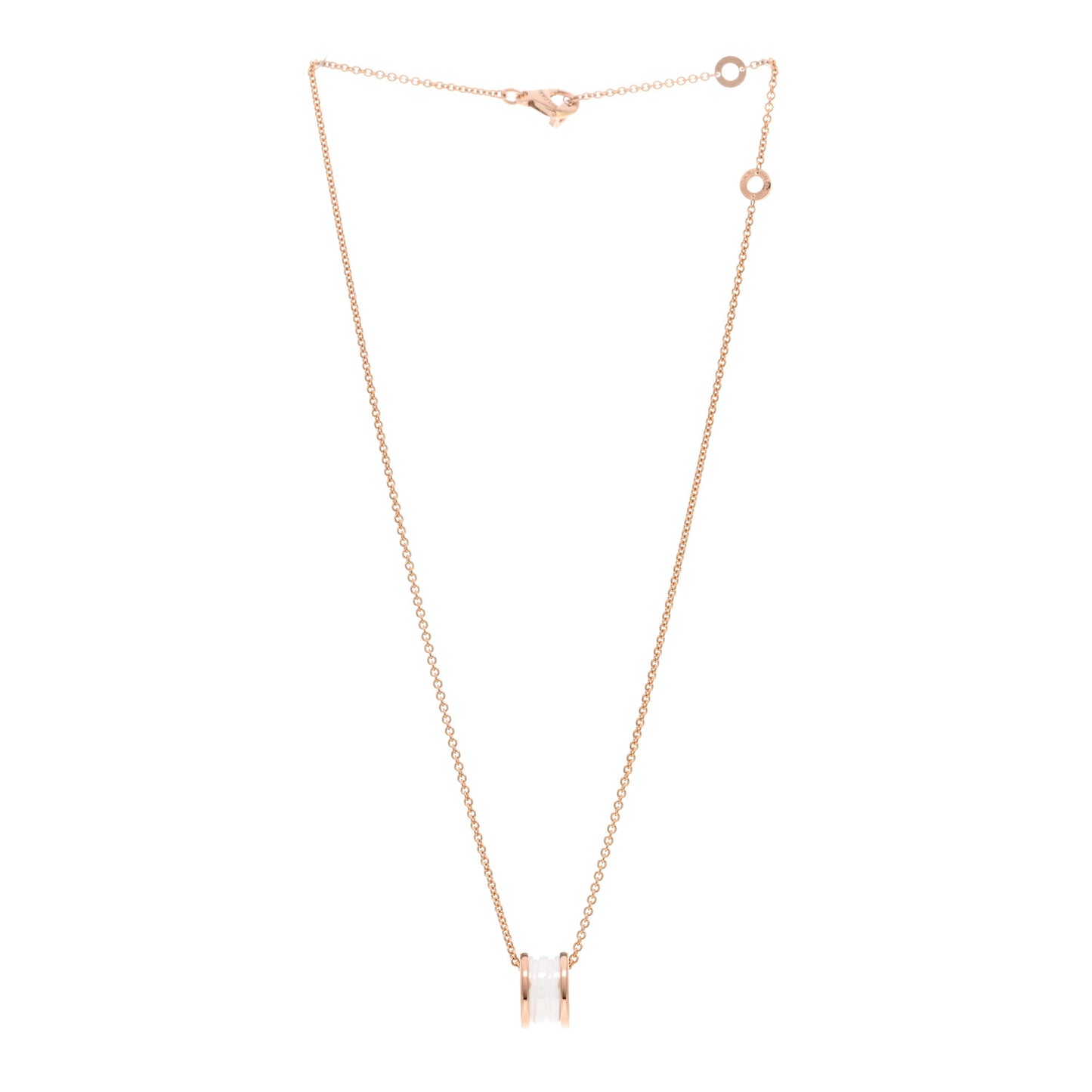 18K Rose Gold White Ceramic B.Zero1 Pendant Necklace