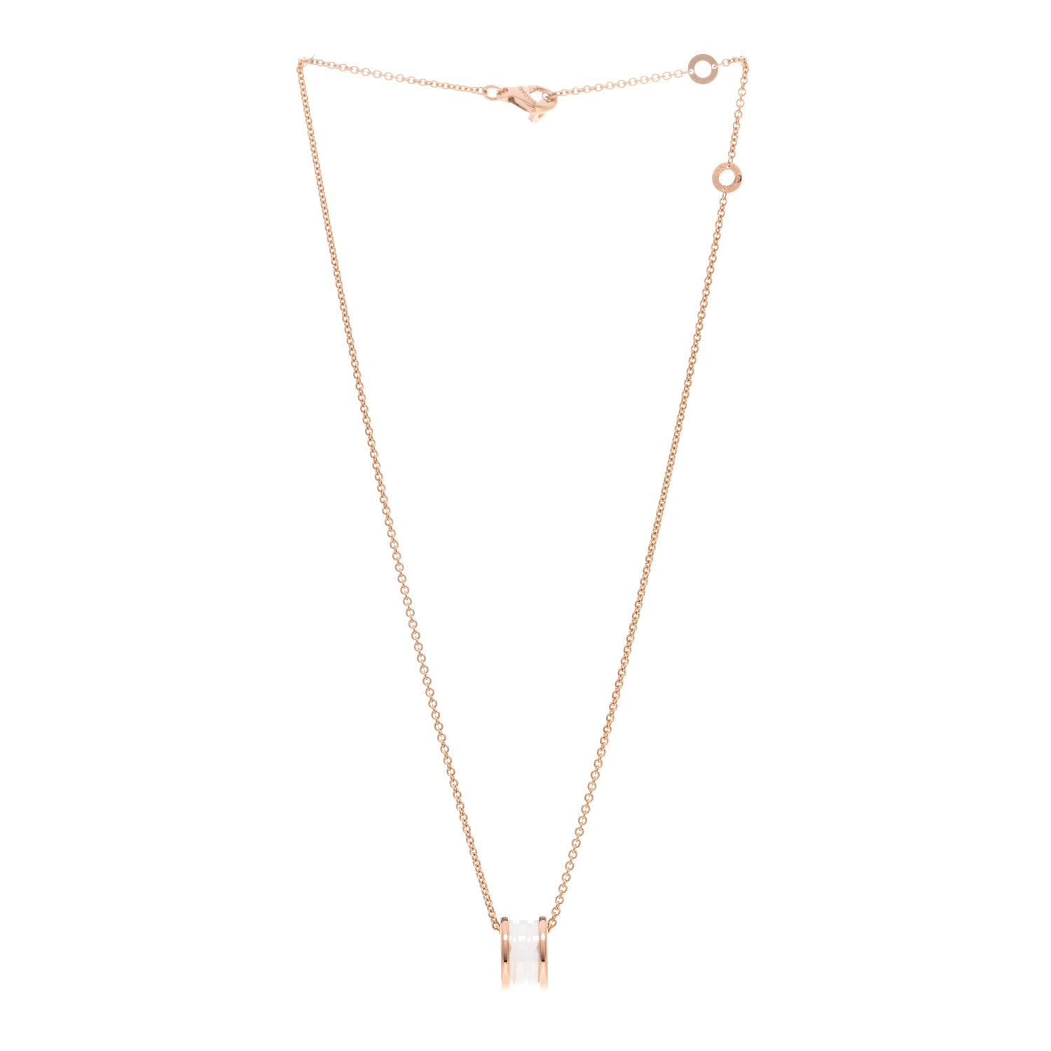 Bulgari 18K Rose Gold White Ceramic B.Zero1 Pendant Necklace 3 of 4