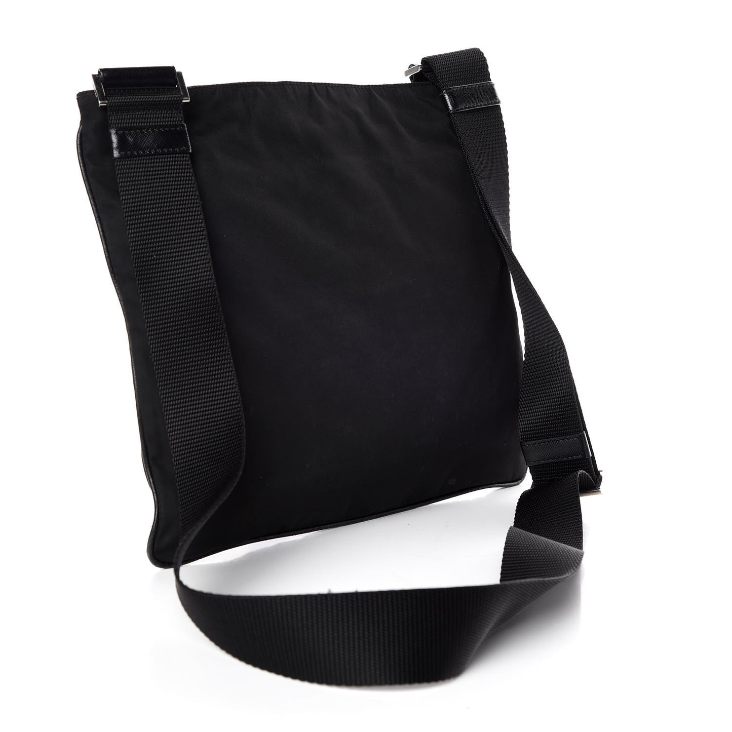 Nylon Flat Messenger Bag Black