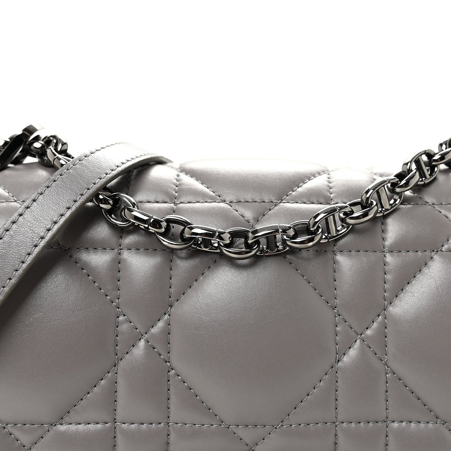 Calfskin Macrocannage Medium Caro Bag Iron Grey