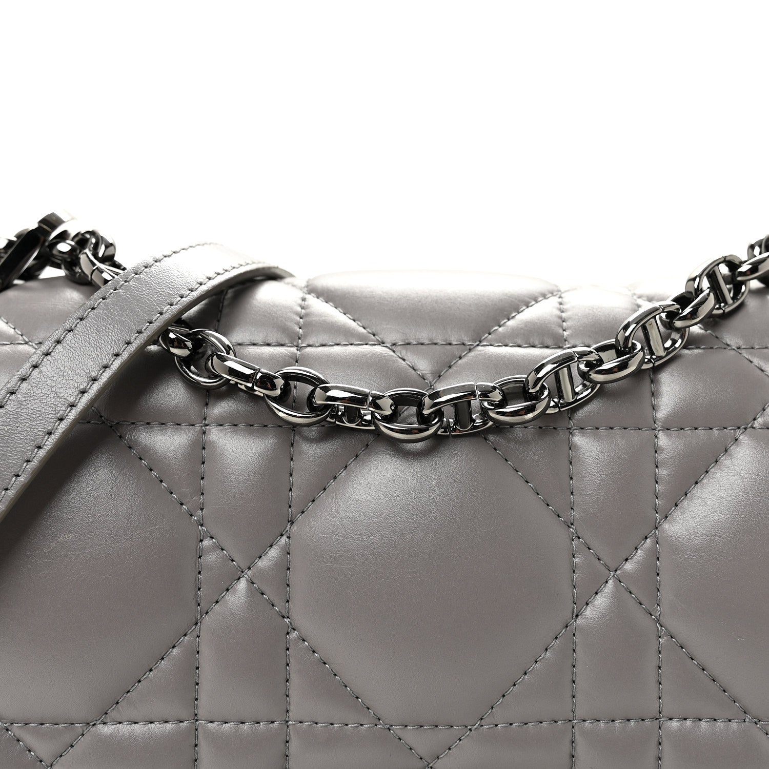 Christian Dior Calfskin Macrocannage Medium Caro Bag Iron Grey 8 of 10