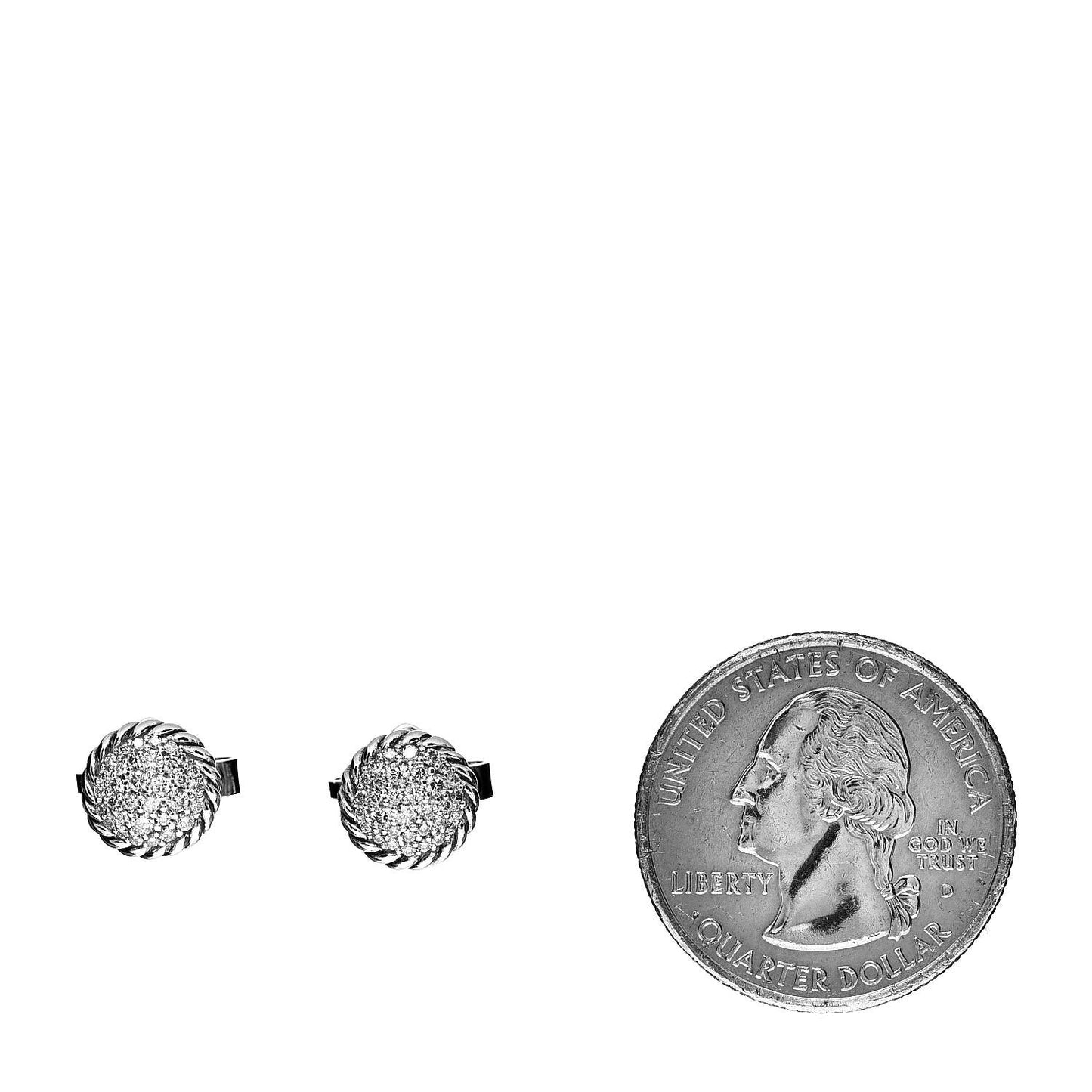 Sterling Silver Pave Diamond 7mm Petite Earrings