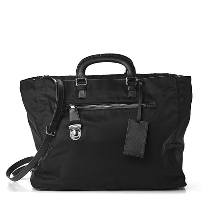 Prada Tessuto Nylon Saffiano Overnight Tote Black 1 of 8