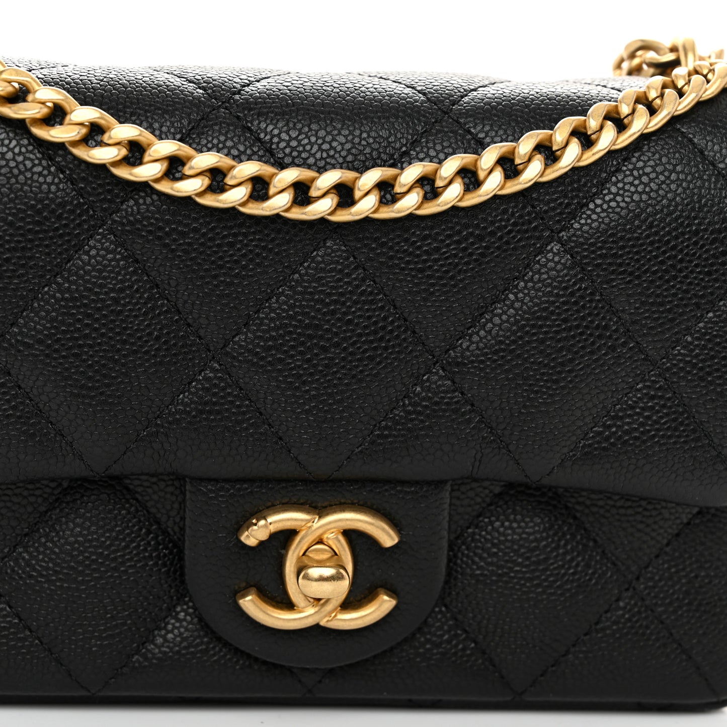 Caviar Quilted Mini Sweetheart Rectangular Flap Black