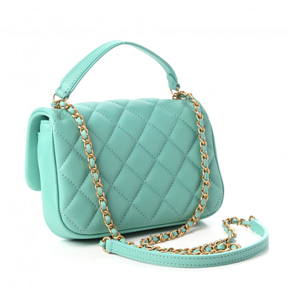 Chanel Calfskin Quilted Top Handle Flap Light Blue 3 of 11
