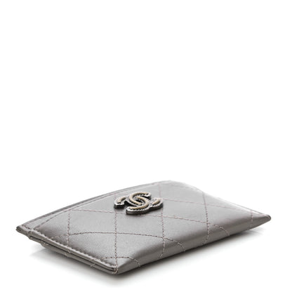 Chanel Calfskin Resin Stitched Card Holder Grey 4 of 11