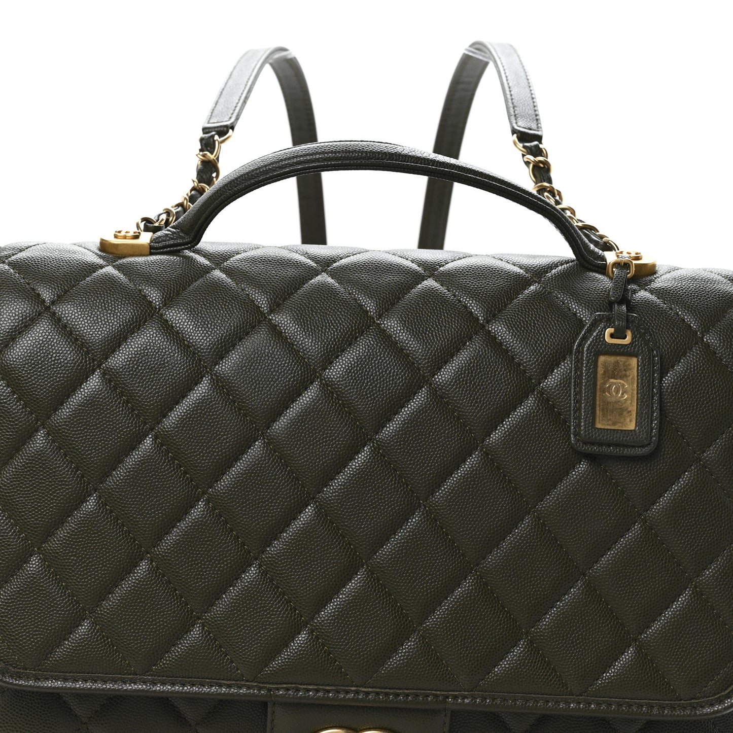 Caviar Quilted School Memory Backpack Dark Green