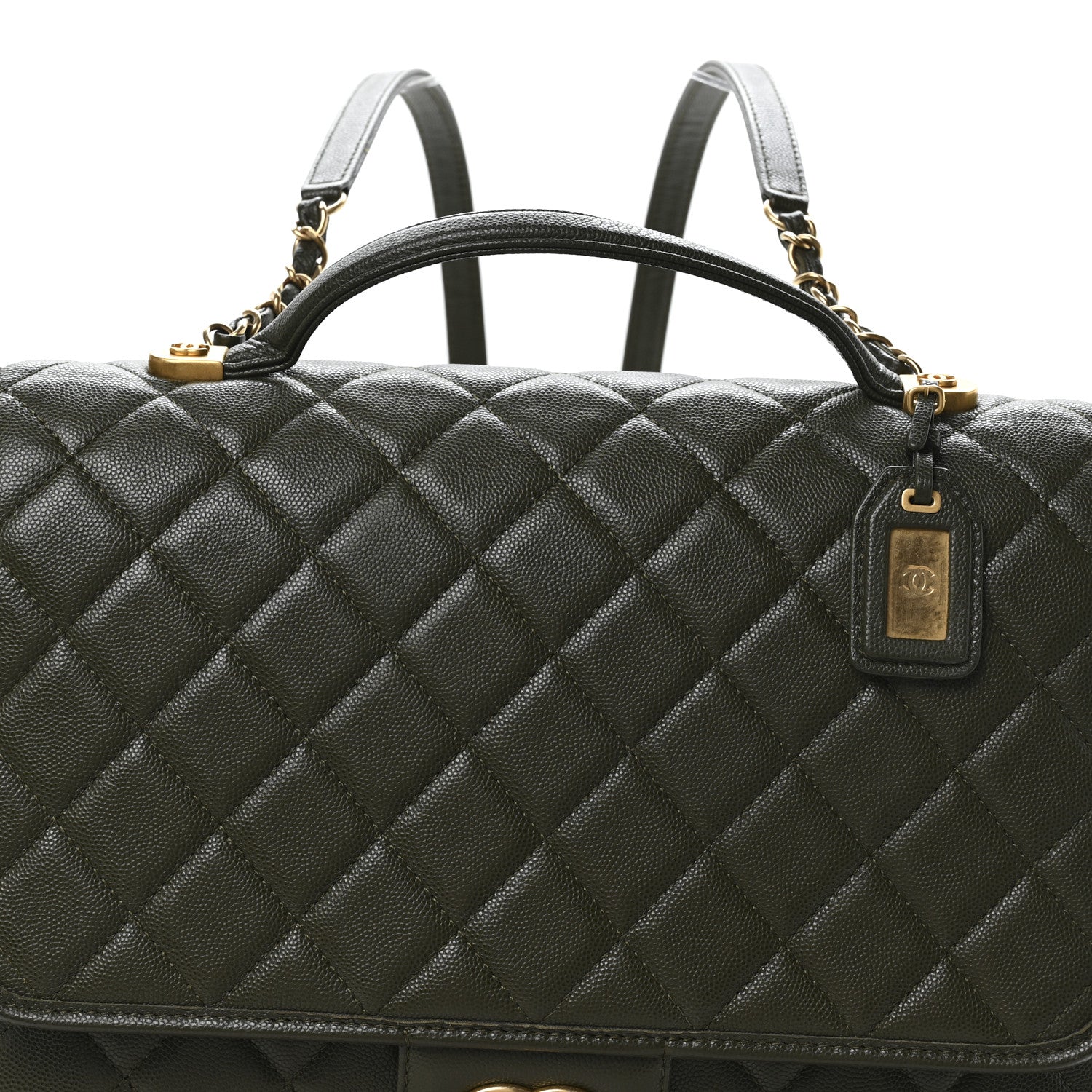 Chanel Caviar Quilted School Memory Backpack Dark Green 8 of 11