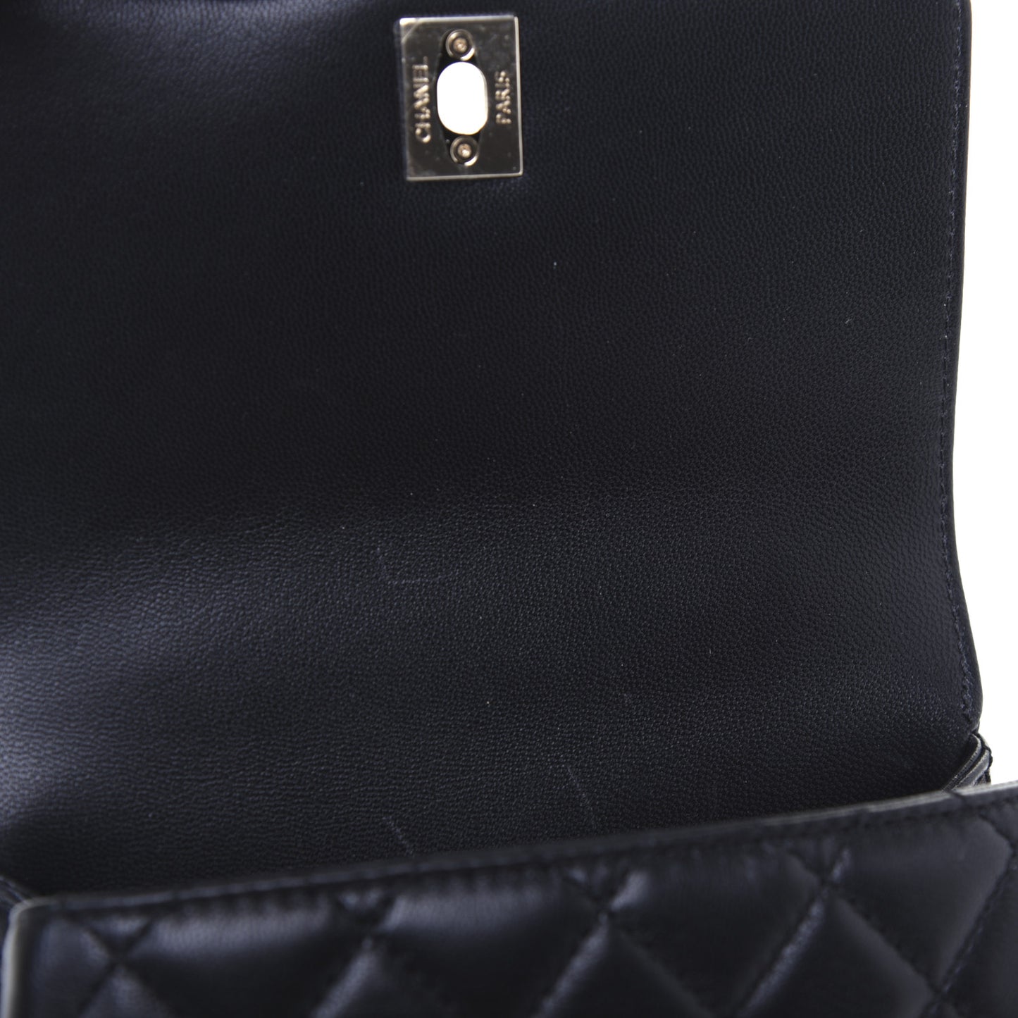 Goatskin Quilted Rainbow Extra Mini Coco Handle Flap Black