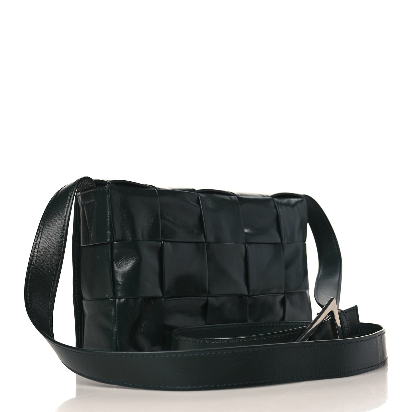 Paper Calfskin Maxi Intreccio Cassette Crossbody Bag Black