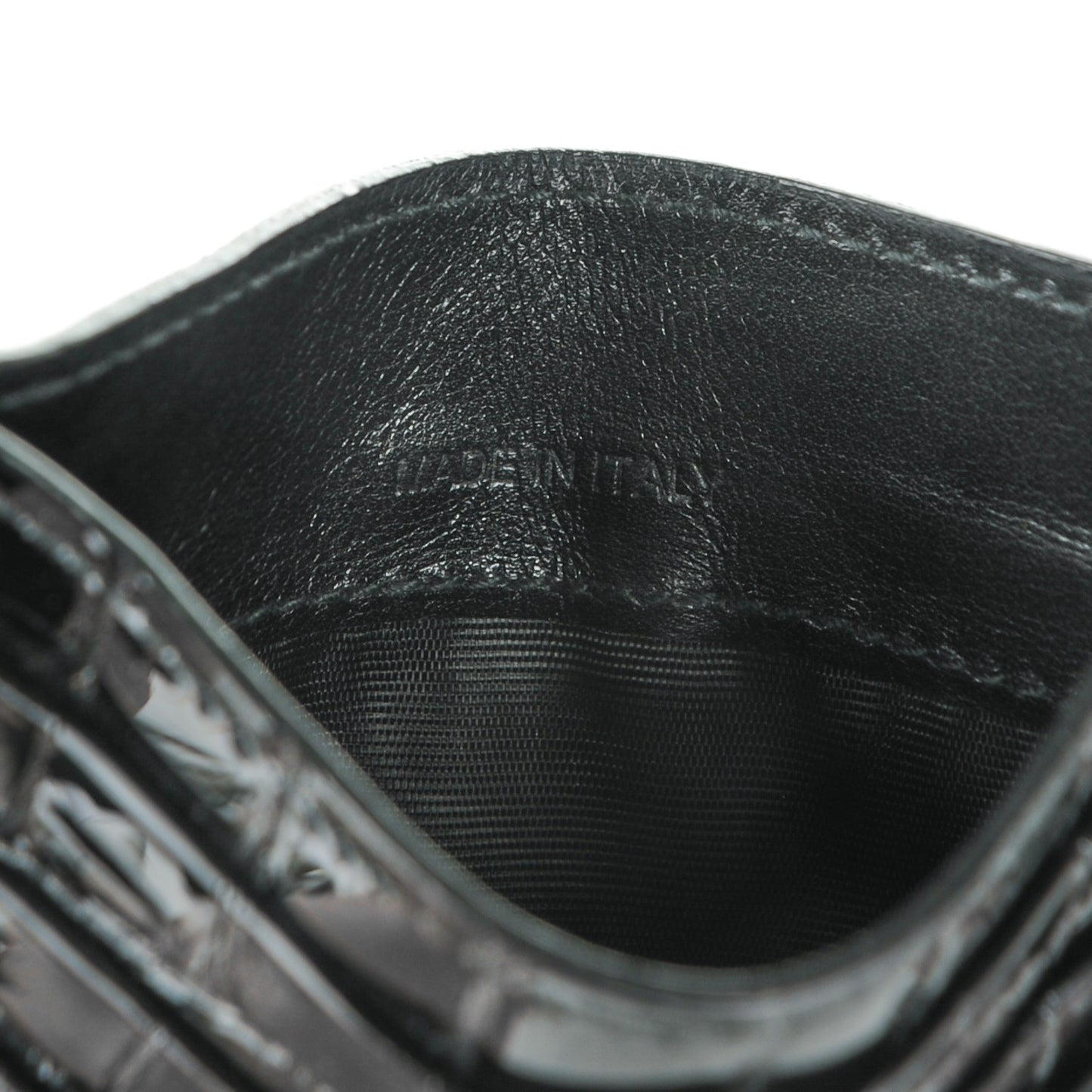 Calfskin Crocodile Embossed Card Case Black