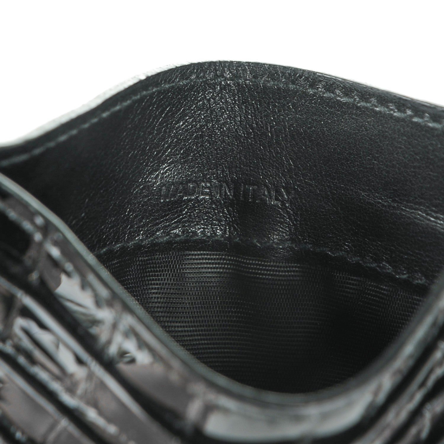 Prada Calfskin Crocodile Embossed Card Case Black 7 of 8