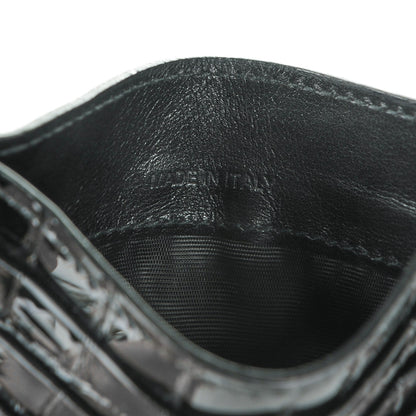 Prada Calfskin Crocodile Embossed Card Case Black 7 of 8
