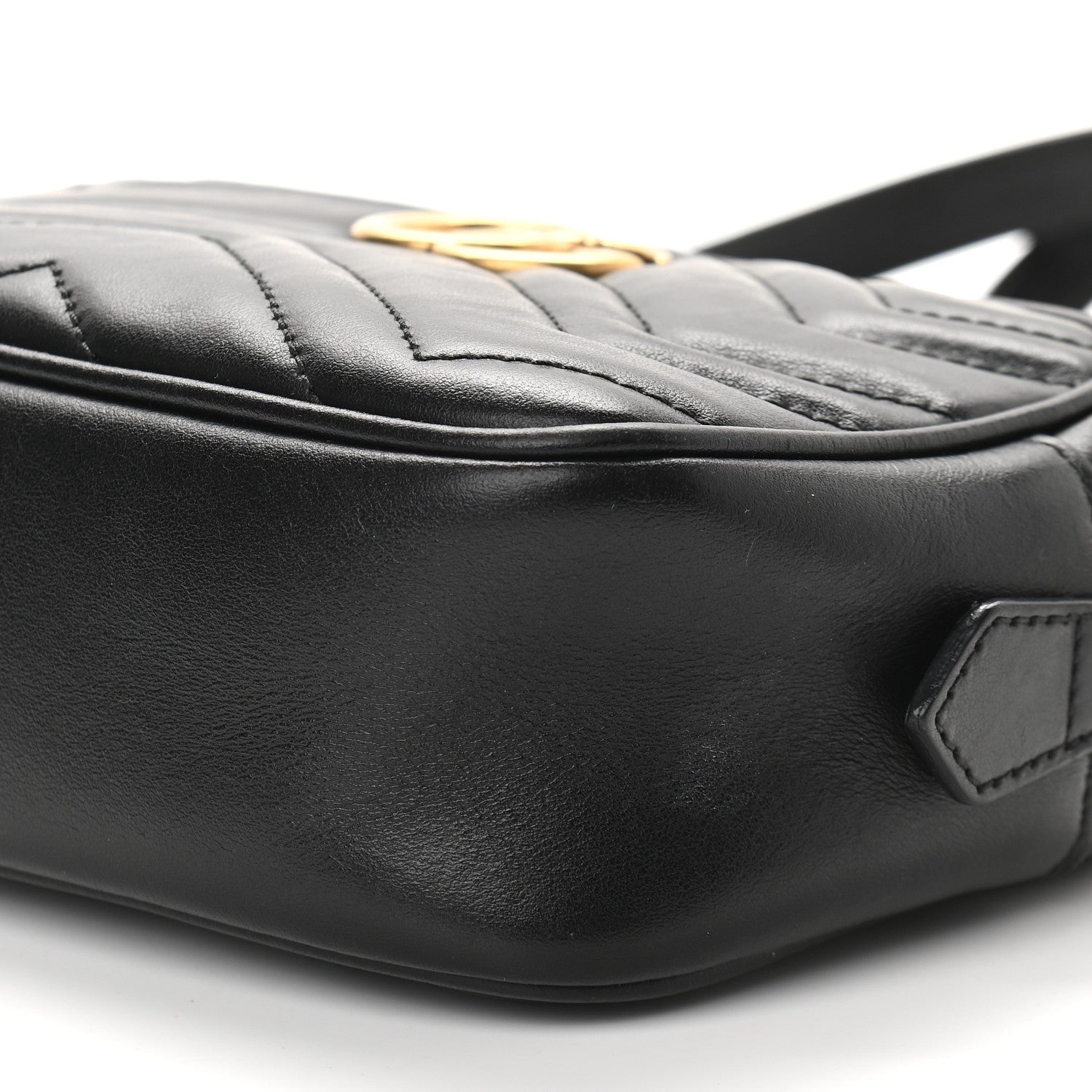 Gucci Calfskin Matelasse Mini GG Marmont Chain Shoulder Bag Black 9 of 9