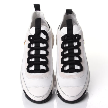 Chanel Velvet Calfskin Mixed Fibers CC Sneakers 37 Ivory Black 5 of 11