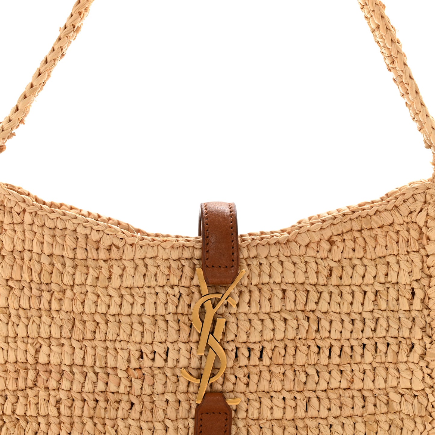 Raffia Calfskin Le 5 A 7 Mini Hobo Natural Brick