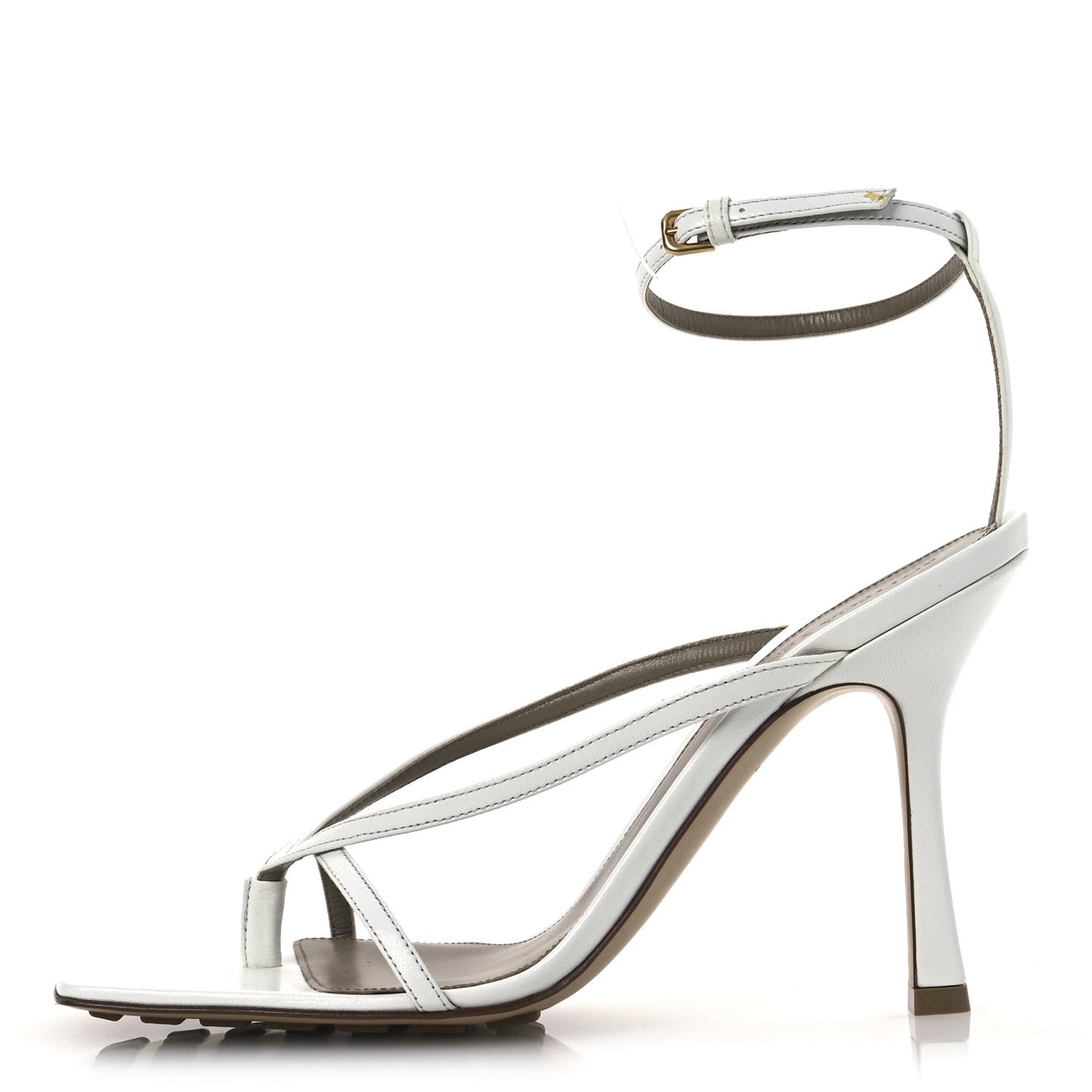 Lambskin Stretch Multi Strap 90mm Sandals 39.5 Optic White
