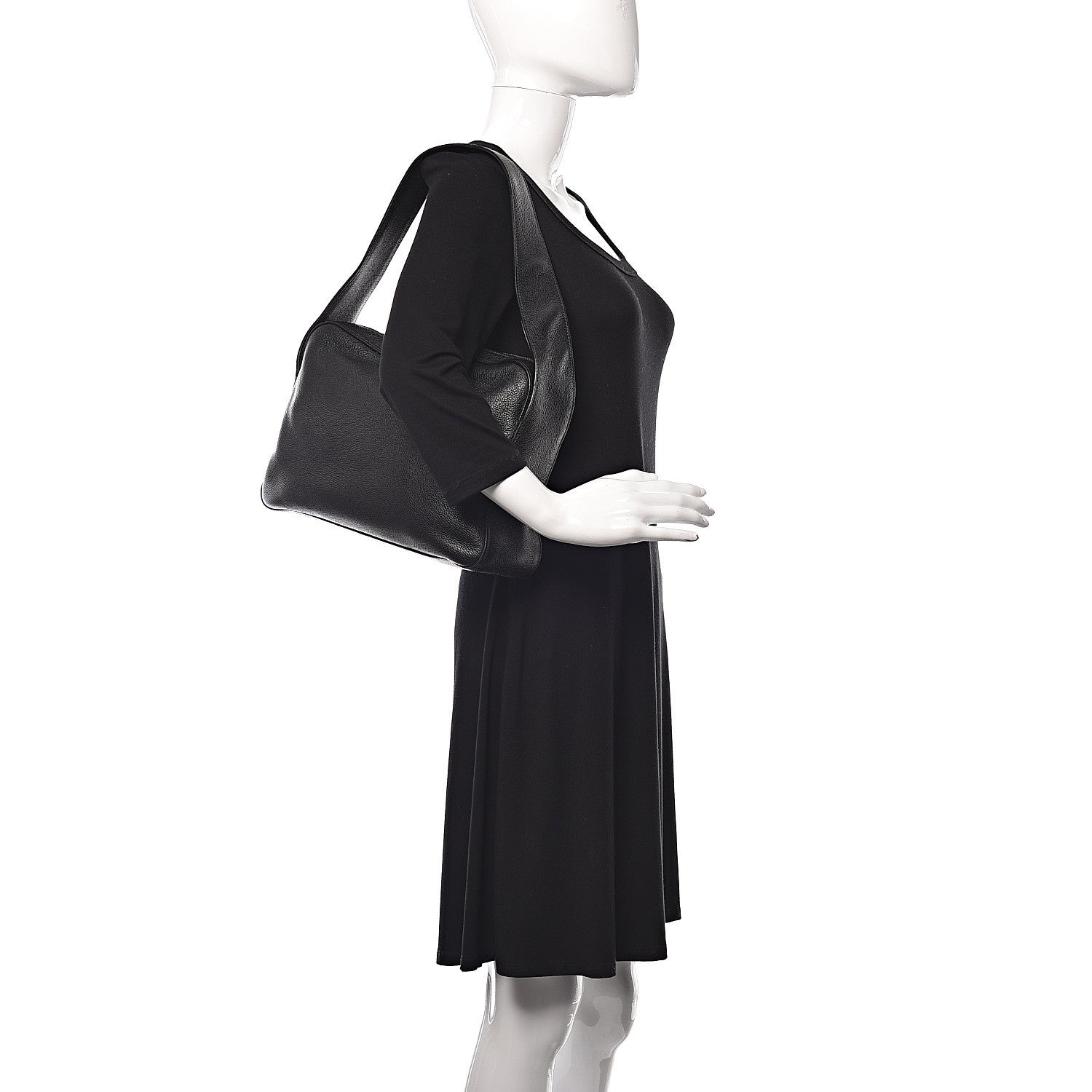 Prada Vitello Daino Shoulder Bag Black 2 of 10