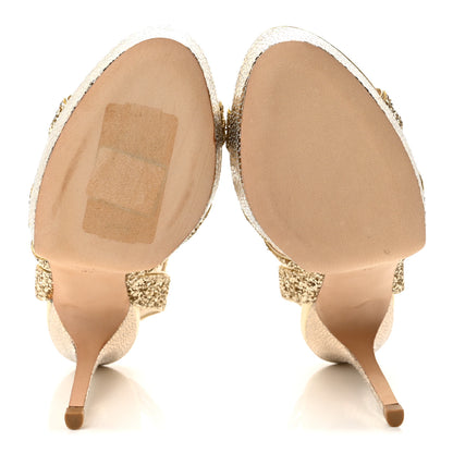 Jimmy Choo Glitter Vamp Platform Sandals 37 Gold 6 of 11