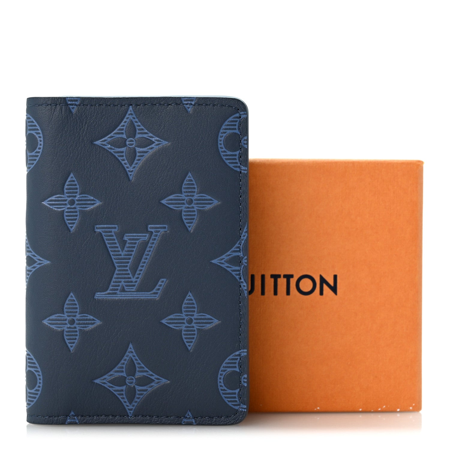 Louis Vuitton Calfskin Monogram Shadow Pocket Organizer Blue