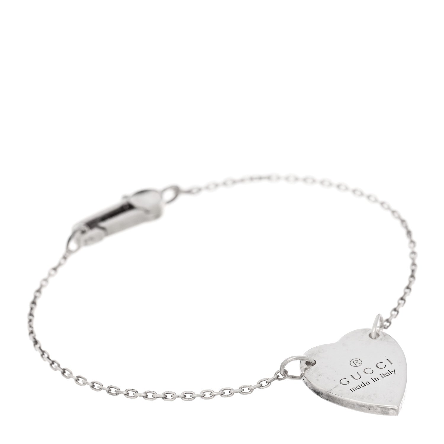 Gucci Sterling Silver Trademark Heart Bracelet 1 of 4
